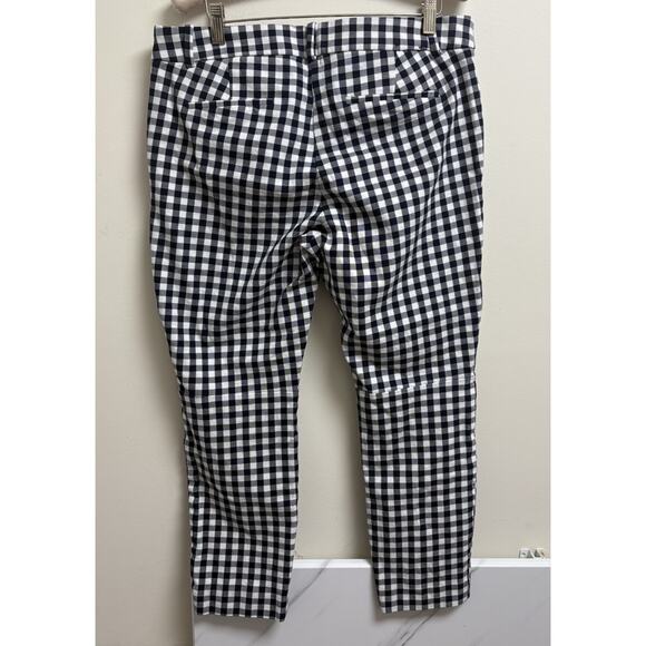 Sz12 J.Crew Winnie Ankle Pants Stretch Cotton Navy Plaid Gingham - Picture 2 of 4